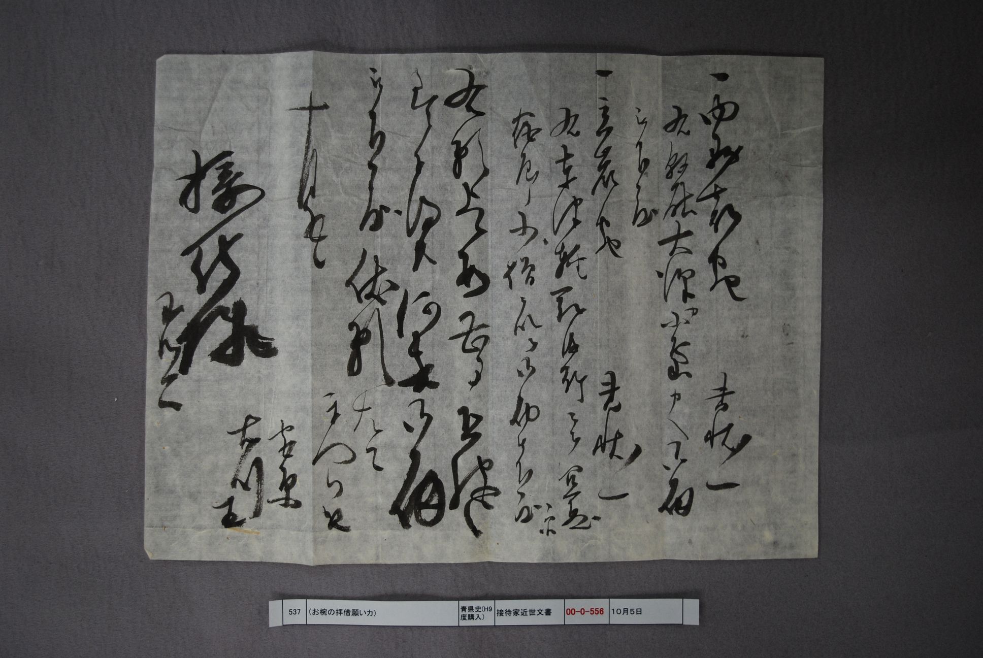 書状（書状御渡願度に付）