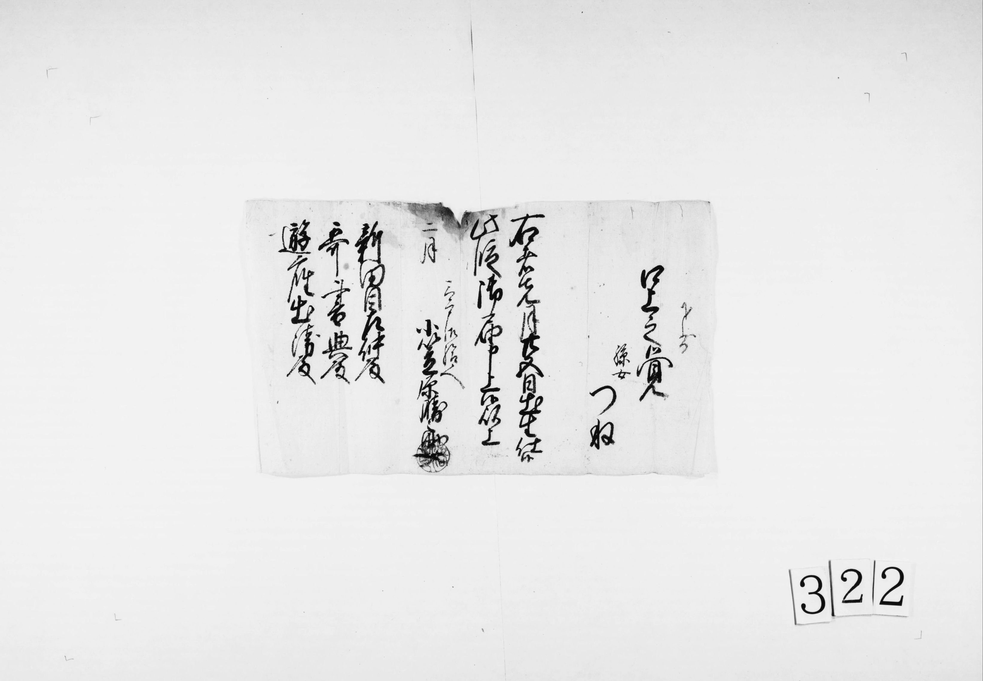 口上之覚(孫女つね出生届)